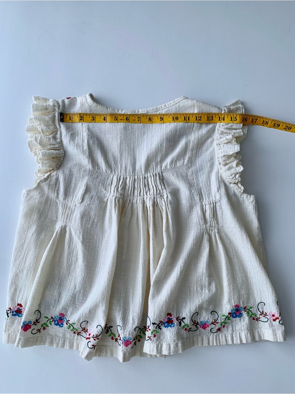 Jennifer Grace Y2K Embroidered Ruffle Sleeve Top Size XL Boho Floral Cottagecore - Picture 12 of 13